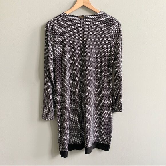 Michael Kors Black and White Diamond Sheath Dress Long Sleeve Stripe Size Medium - Picture 5 of 10